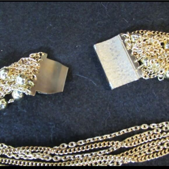 Coro Vtg Gold Tone Beaded Link Multi Strand Necklace 17" New Old Stock NOS NWT - Picture 10 of 10